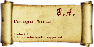 Benigni Anita névjegykártya
