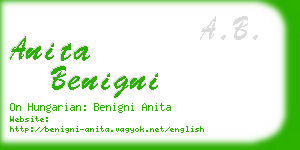 anita benigni business card